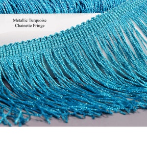 Metallic Turquoise Chainette Fringe Trim in 4 Lengths Dance, Dancewear Performance Outfit, Costume Accent | 15 More Colors | Priced per Yard