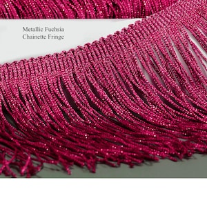 Metallic Fuchsia Chainette Fringe Trim in Hot Pink Dance, Dancewear, Performance Outfit & Costume Accent | 15 More Colors | Priced per Yard