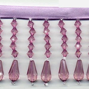 Decor Beaded Fringe Trim in &quot;Lavender&quot;.  Home Decor Lilac Trimming for Drapery, Decorating, Pillows and Apparel.