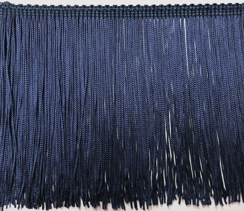 Home Decor Silky Rayon Made in USA Trim for Dancewear Fringe Performance Competition Costume Dance Navy Blue Chainette Cut Fringe