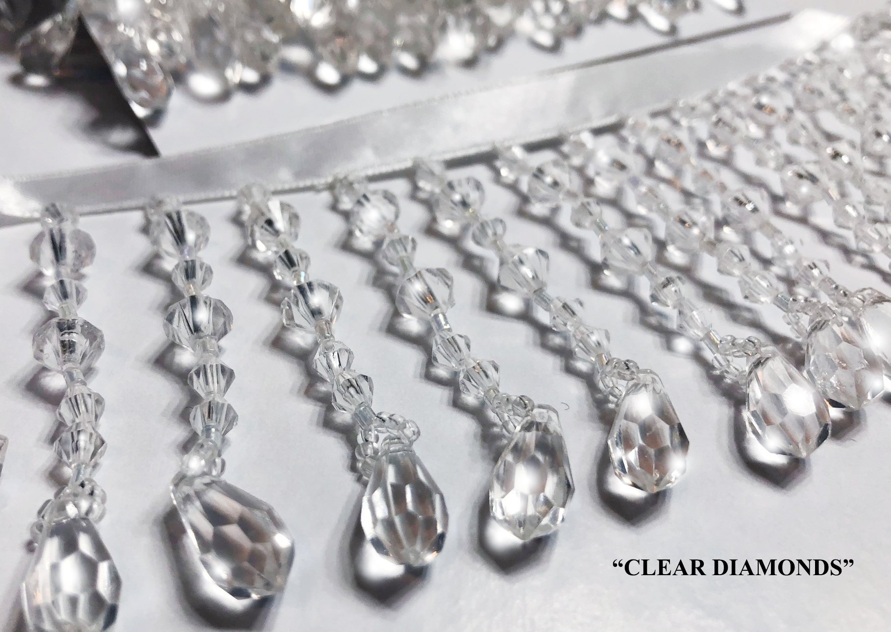4.5/4 SILVER Glass BUGLE Bead CHEVRON Beaded Fringe Trim — Trims and Beads