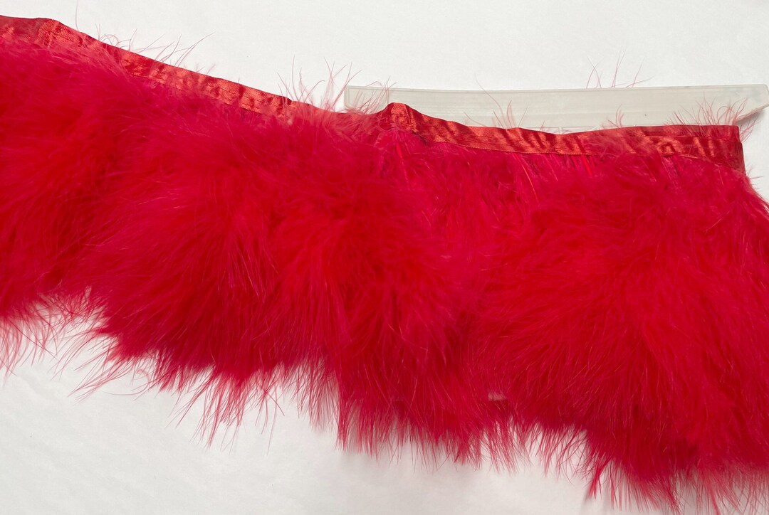 1+1/4 Yard Red Marabou Fluff Feather Fringe Trim | 5