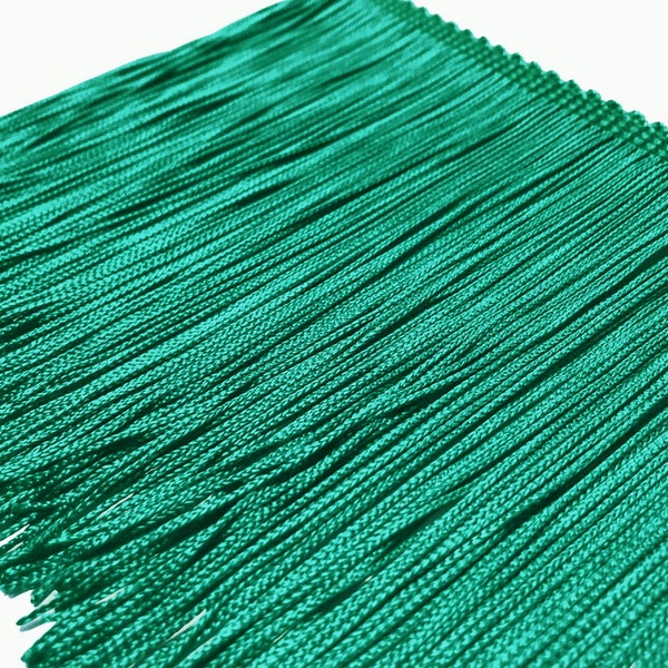 Fringe | Jade Green Chainette Cut Fringe | Trim for Dancewear, Performance Competition Costume , Dance, Home Decor | Silky Rayon Made in USA