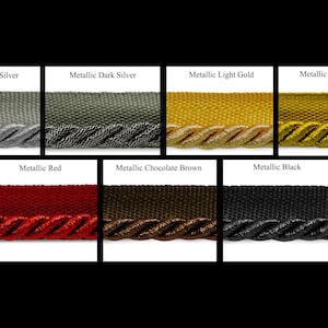 Metallic Lip Cord Trim: 1/4" Twisted Upholstery Edging
