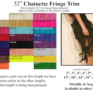 32" Long Fringe Chainette Discontinued Length Limited Colors in The 32" - Elegant Evening Dress Trim Belly Dance, Competition Ballroom Gown