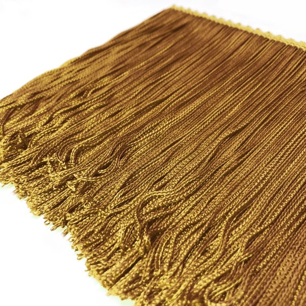 Fringe | Antique Gold Chainette Cut Fringe | Dancewear Trim, Performance Competition Costume , Dance, Home Decor | Silky Rayon Made in USA