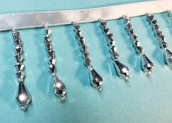 Decor Metallic Silver Beaded Fringe Trim | Shiny Metal Finish Home Decor Trimming | Holiday Crafts, Christmas, Events, Home Decor & Apparel