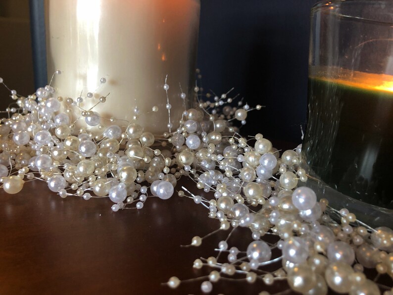 Pearl Beaded Candle Ring Garland White & Ivory Wreath Etsy