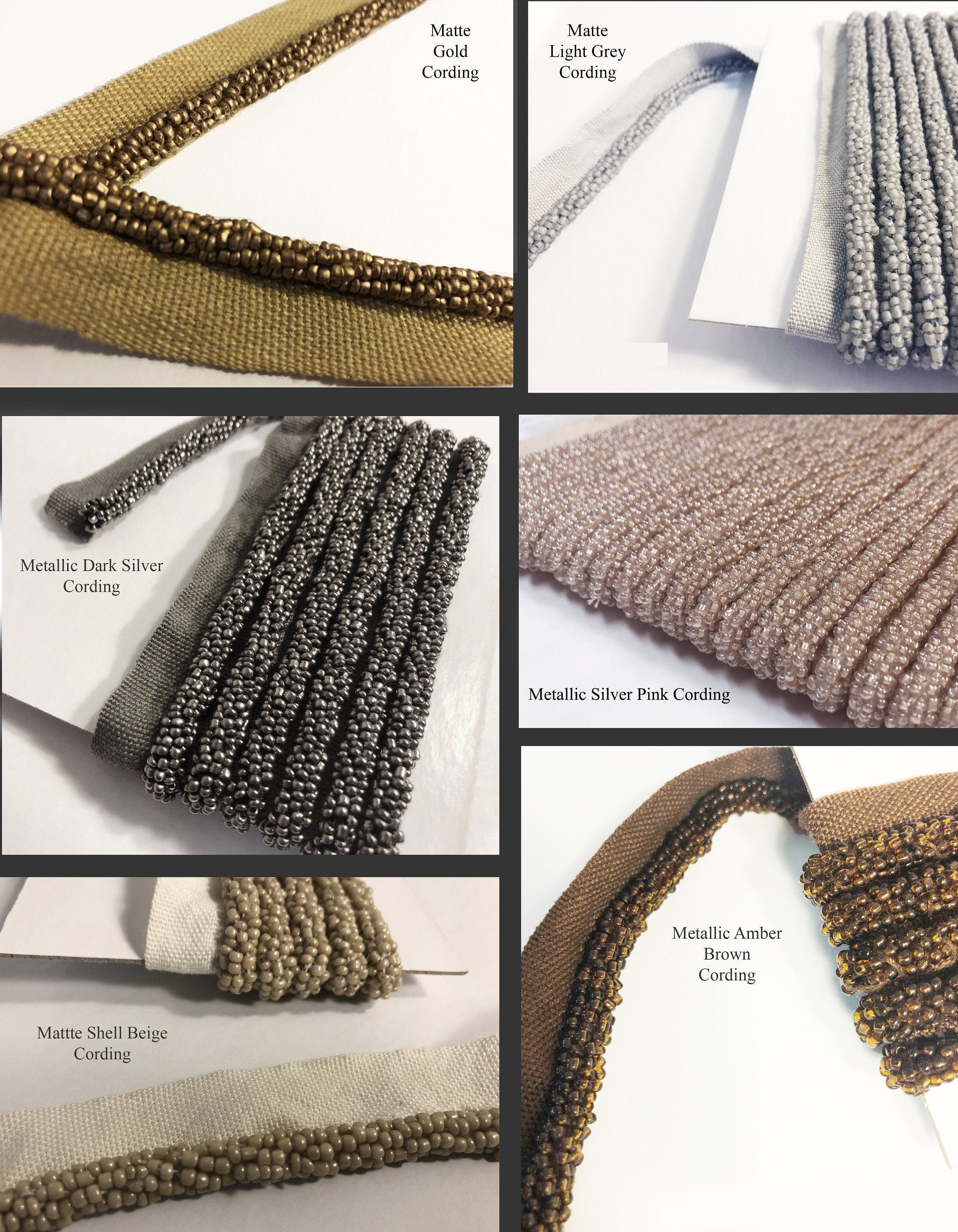 6 Colors Beaded Lip Cording Trim Designer Cord w/ Lip Seed Etsy