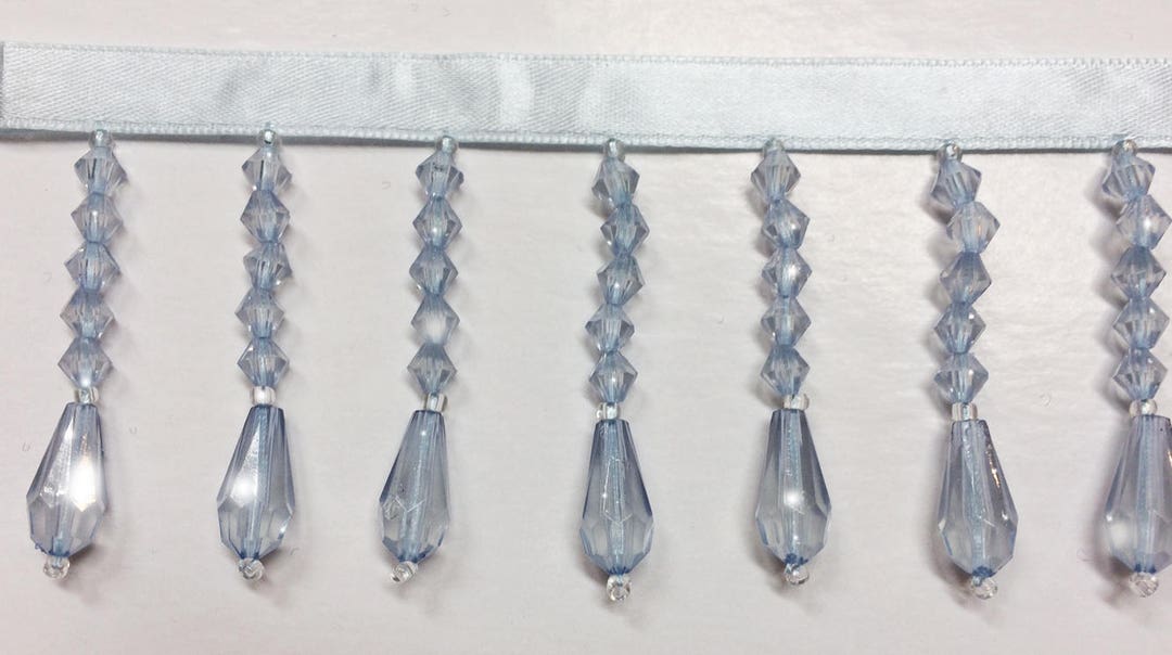Light Blue Decor Beaded Fringe Trim Stunning Home Decor Trimming for