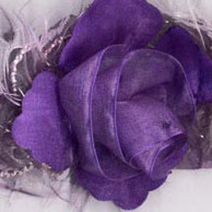 Organza & Chenille Flower Trim in Purple, Lavender, White | Rose Petal Trimming | Wedding, Clothing, Flowers | Ribbon Elastic Embellishment