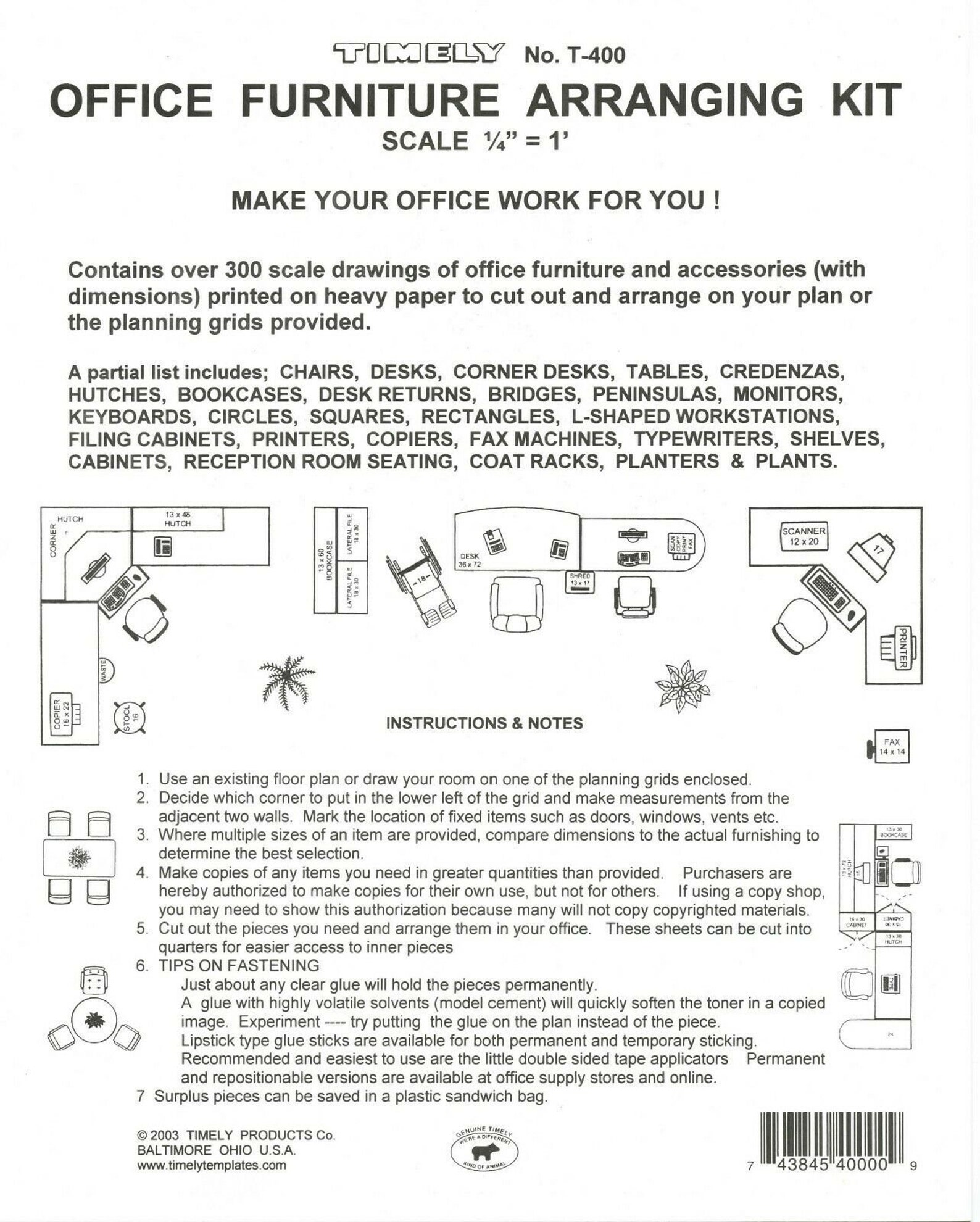 Office Furniture Arrangement Layout Kit 1/4 Scale Etsy