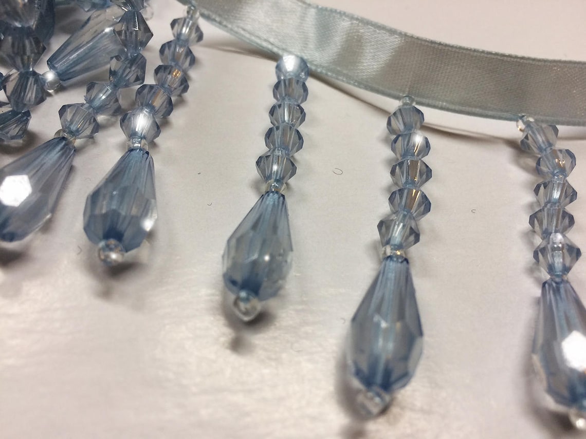 Light Blue Decor Beaded Fringe Trim Stunning Home Decor Etsy