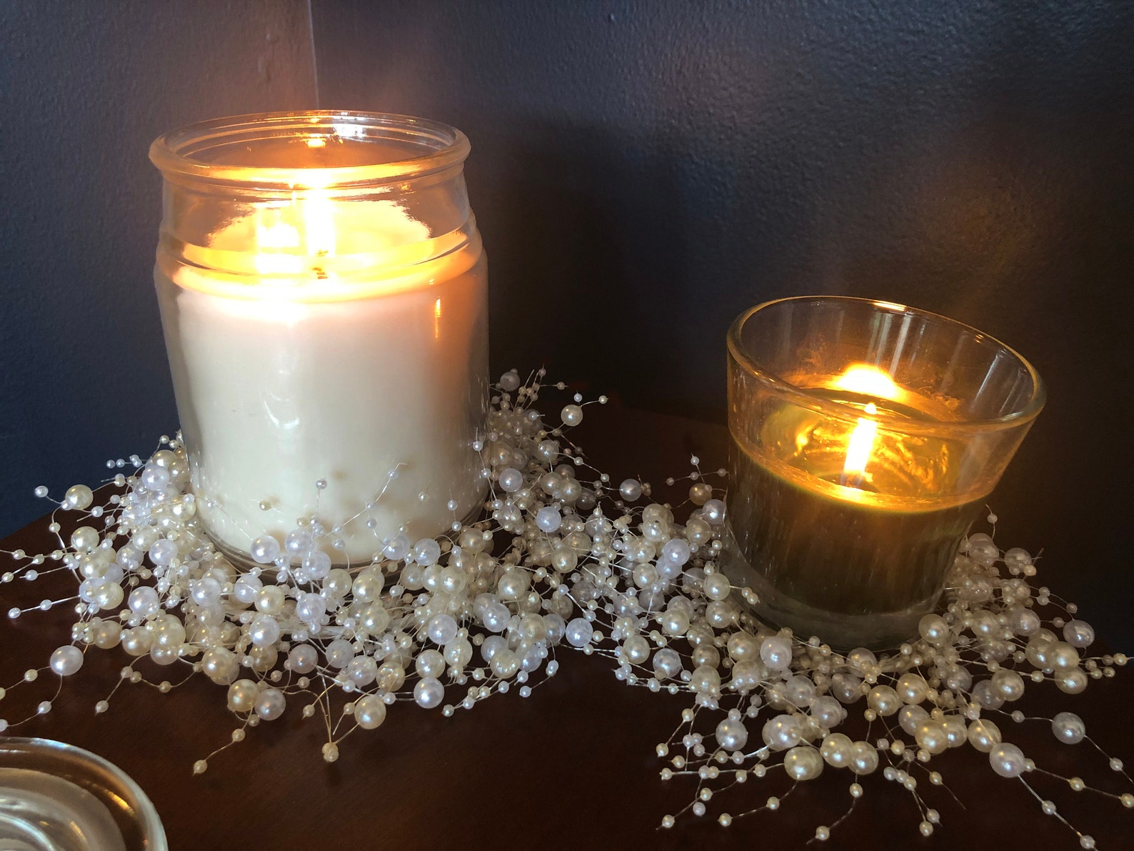 Candle Wreath in White & Ivory Pearl Beads Beaded Ring Etsy