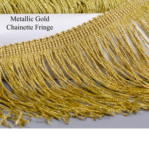 Metallic Gold Chainette Fringe Trim in 7 Lengths | Dance, Dancewear, Performance Outfit & Costume Accent | 15 More Colors | Priced per Yard