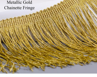 Metallic Gold Chainette Fringe Trim in 7 Lengths | Dance, Dancewear, Performance Outfit & Costume Accent | 15 More Colors | Priced per Yard