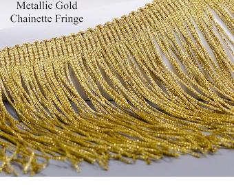 Metallic Gold Chainette Fringe Trim in 7 Lengths | Dance, Dancewear, Performance Outfit & Costume Accent | 15 More Colors | Priced per Yard