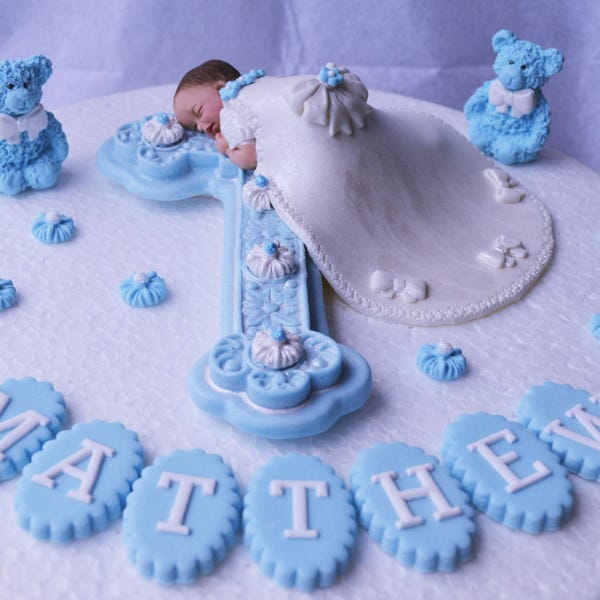 Boys Christening Cake Topper Etsy