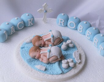 Gateau De Bapteme Jumeaux Etsy
