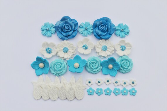 Flores comestibles de color azul turquesa. Toppers de pastel - Etsy España Flores comestibles de color azul turquesa. Toppers de pastel - Etsy España