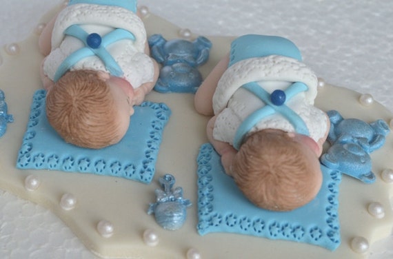 Bebes Jumeaux Comestibles Personnalises Baptiser La Decoration Etsy