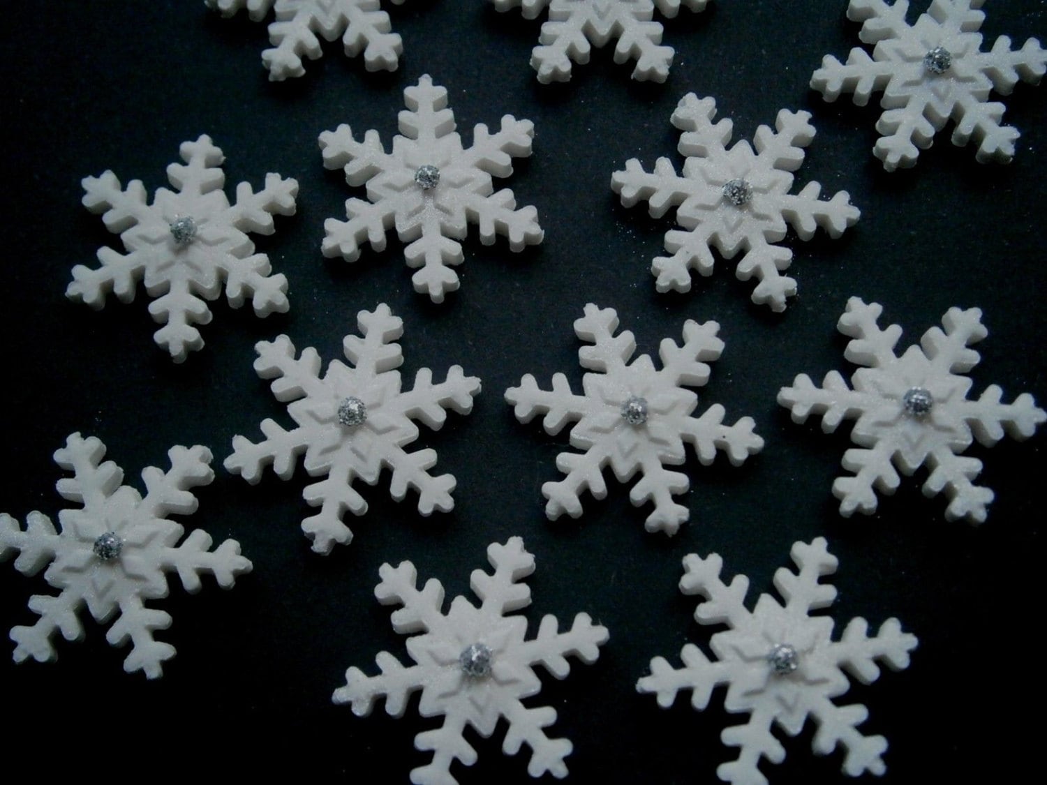 12 Edible Frozen style snowflake cake decorations. Edible snowflake cake  toppers. Edible snowflakes.