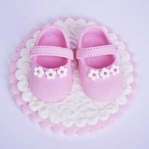 Edible baby shoes Baby Shower cake topper. Edible girls Christening cake decoration