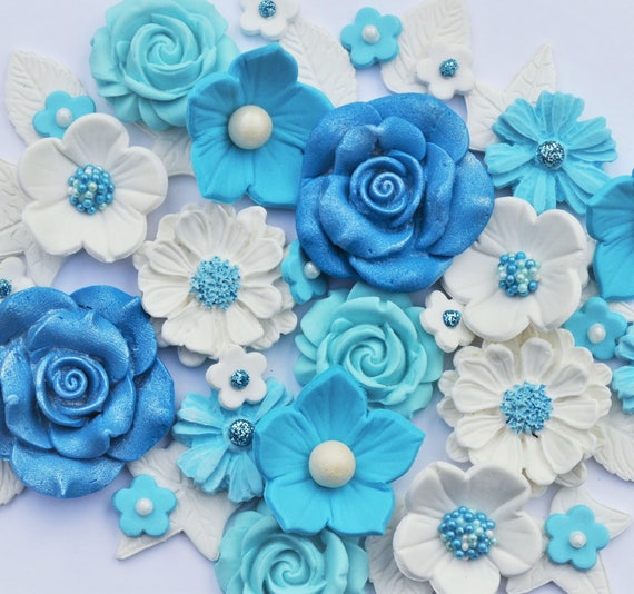 Flores comestibles de color azul turquesa. Toppers de pastel - Etsy España Flores comestibles de color azul turquesa. Toppers de pastel - Etsy España
