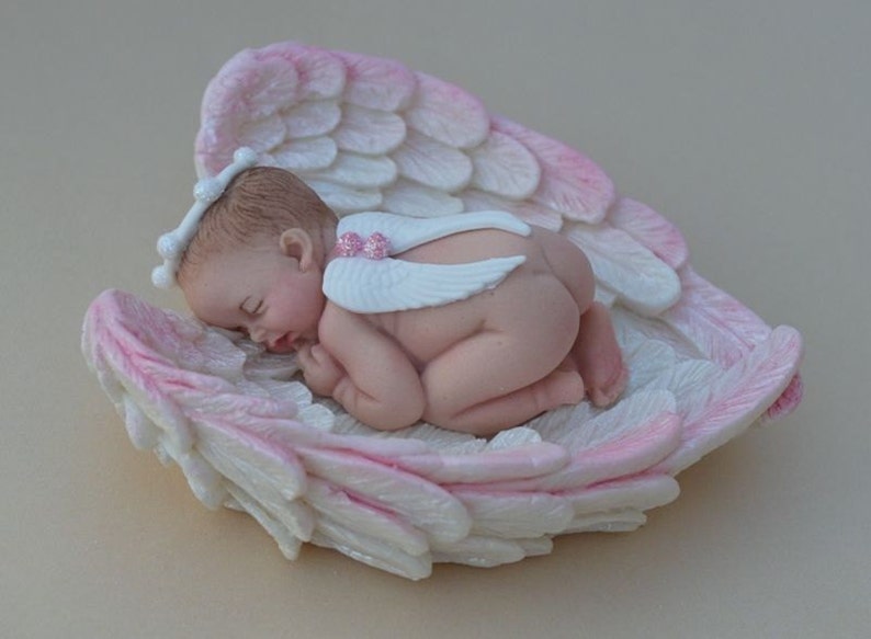 Edible Twin Baby Girl Angel Christening / Baptism Cake Topper. Etsy