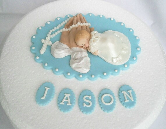Christening Baptism custommade plaque Edible Handmade cake decorations toppers