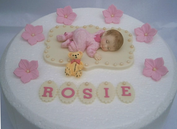 Edible Baby Girls Christening 1st Birthday Cake Topper Etsy