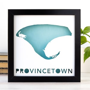 Provinztown, MA. Gerahmtes Schnittpapier Cape Cod Map Artwork