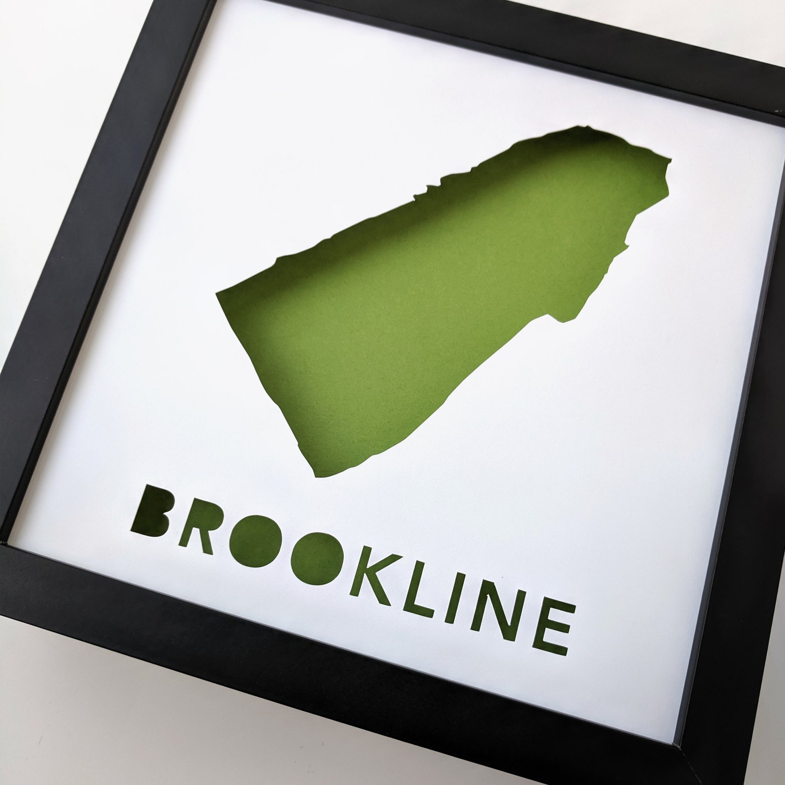 Brookline MA. Framed Cut Paper City Map Artwork Etsy