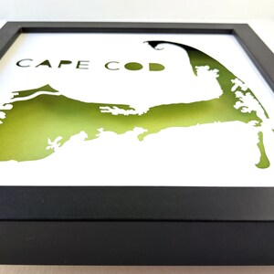 Cape Cod, Massachusetts Framed Cut Paper Shadow Box Map Art image 2