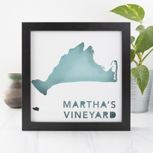 Marthas Vineyard, Massachusetts. Gerahmtes Schnittpapier Karte Shadowbox Kunstwerk