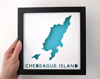 Chebeague Island, Maine. Framed Cut Paper City Map Artwork (en)