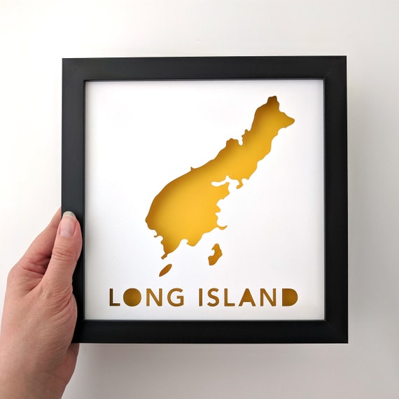 Long Island Maine Map Long Island Maine. Framed Cut Paper City Map Artwork | Etsy Uk