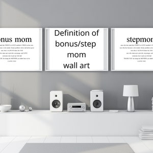 Definition Of Bonus Mom And Stepmom Wall Art | Mother&#39;s Day Present | Bonus Mom Gift | Stepmom Gift | Printable | Wall Hanging | Download