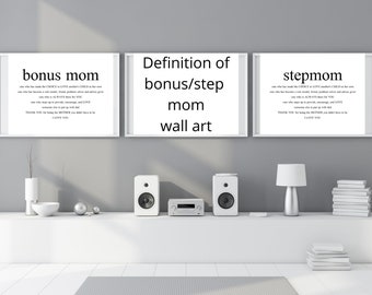 Definition Of Bonus Mom And Stepmom Wall Art | Mother's Day Present | Bonus Mom Gift | Stepmom Gift | Printable | Wall Hanging | Download