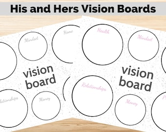 His and Hers Vision Board Set | Minimalist | Instant Download | Vision Board | Couple's Activity | Date Night