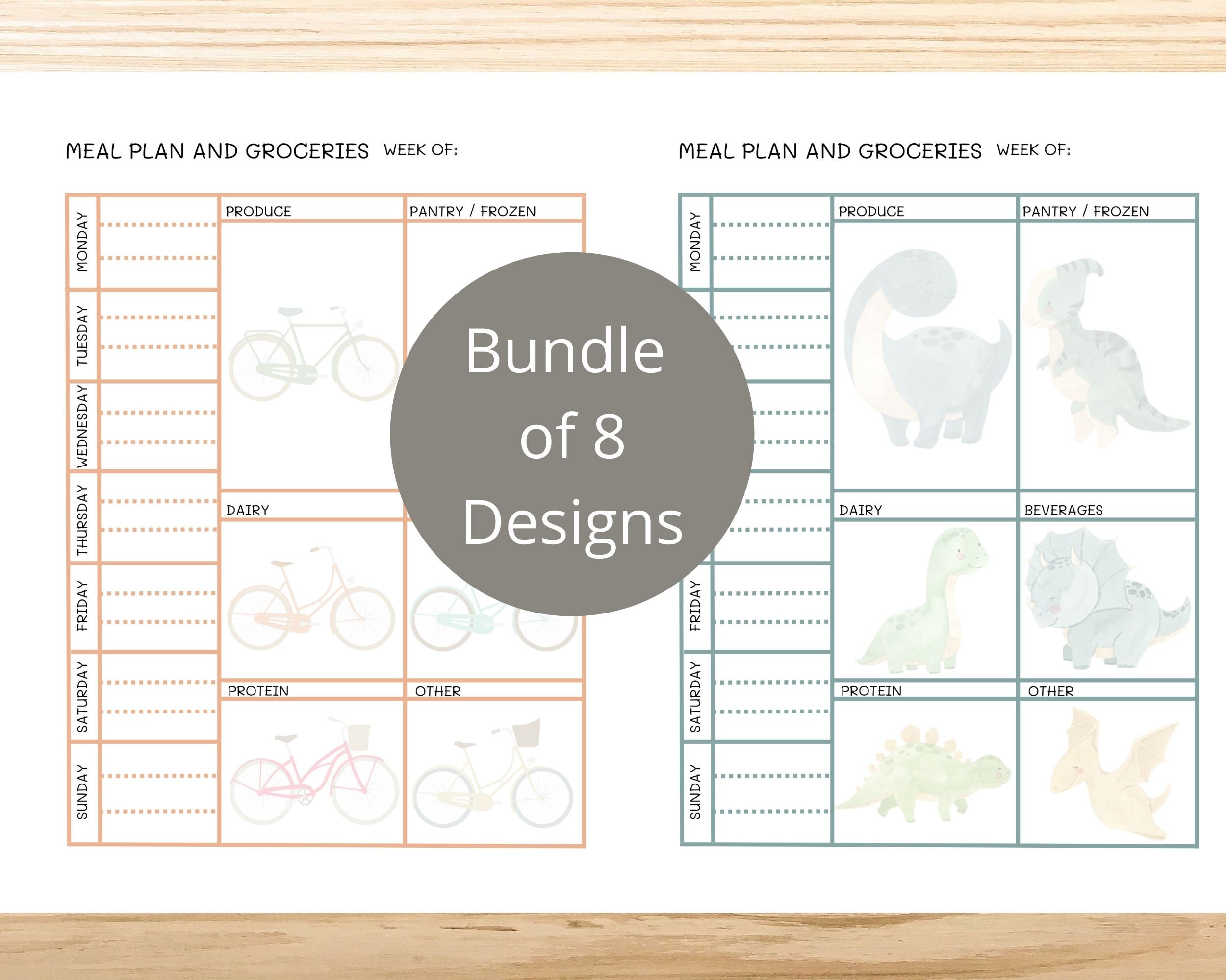 Printable Weekly Meal Planner and Grocery List Bundle | Minimalist ...