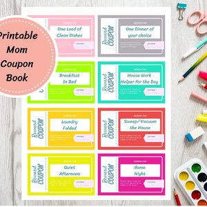 Printable Coupon Book for Mom | Mom Gift | Mother&#39;s Day Coupons | Mother Gift | Mother&#39;s Day Present | Instant Download | Printable Coupons