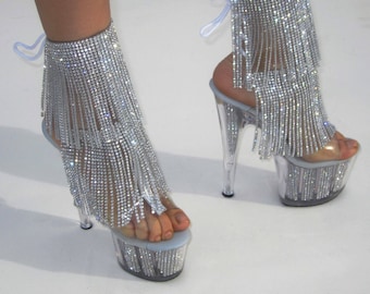 clear platform stripper heels