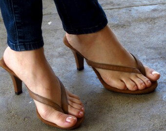 wooden high heel mules