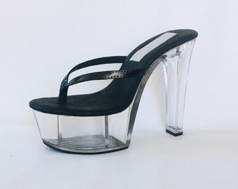 clear low chunky heels