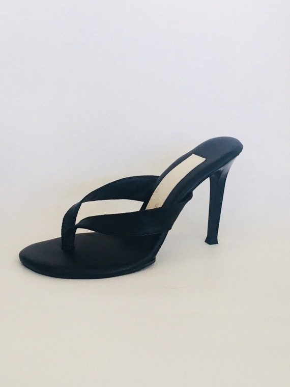 black high heel flip flops