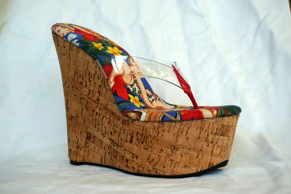 clear thong wedge sandals