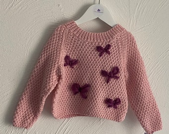 Bow Jumper - toddler - kids - jumper with bows - handmade jumper - knitted - knitted jumper
