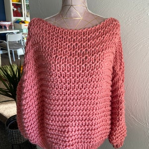Pink Cosy Knitted Jumper - handmade - merino - wool - knit - size 16-18 - Ready to ship