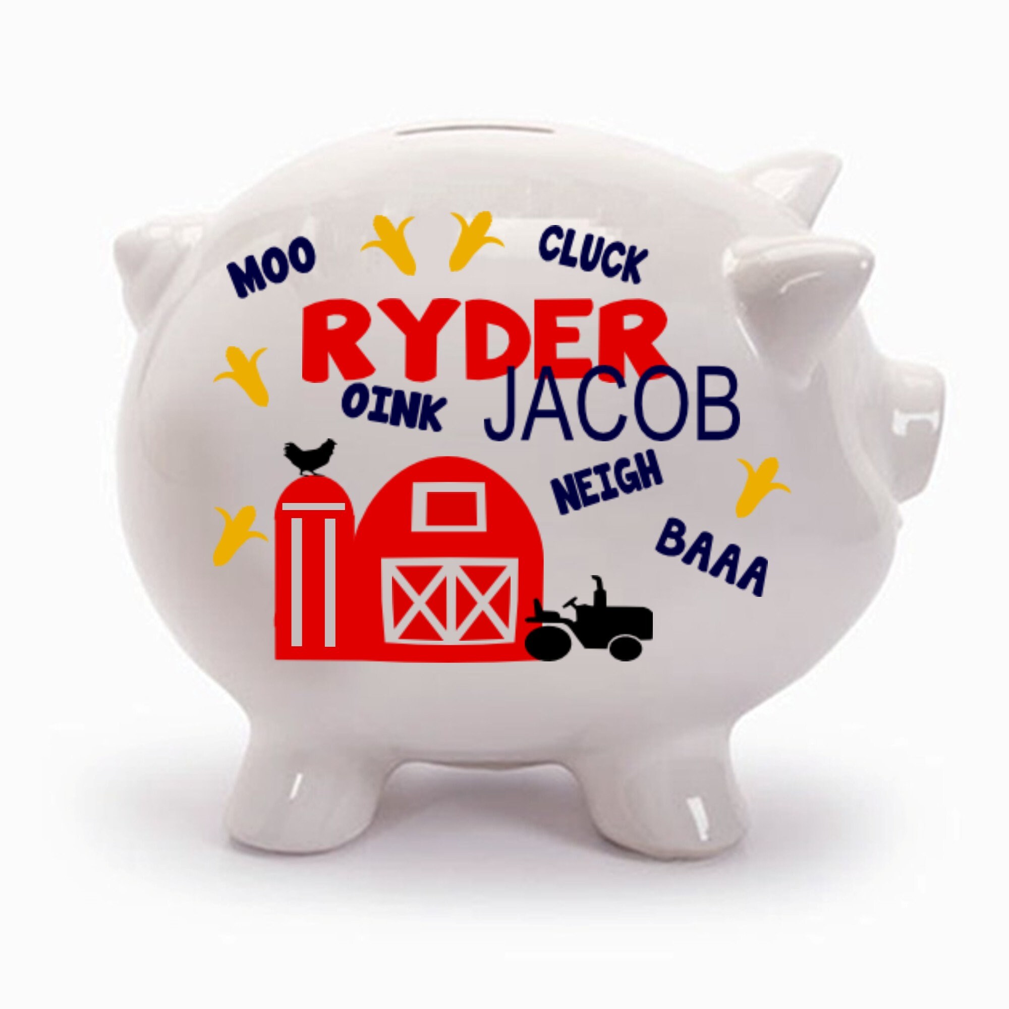 Farm Barn Personalized Piggy Bank Vinyl Decal.Custom Piggy Etsy